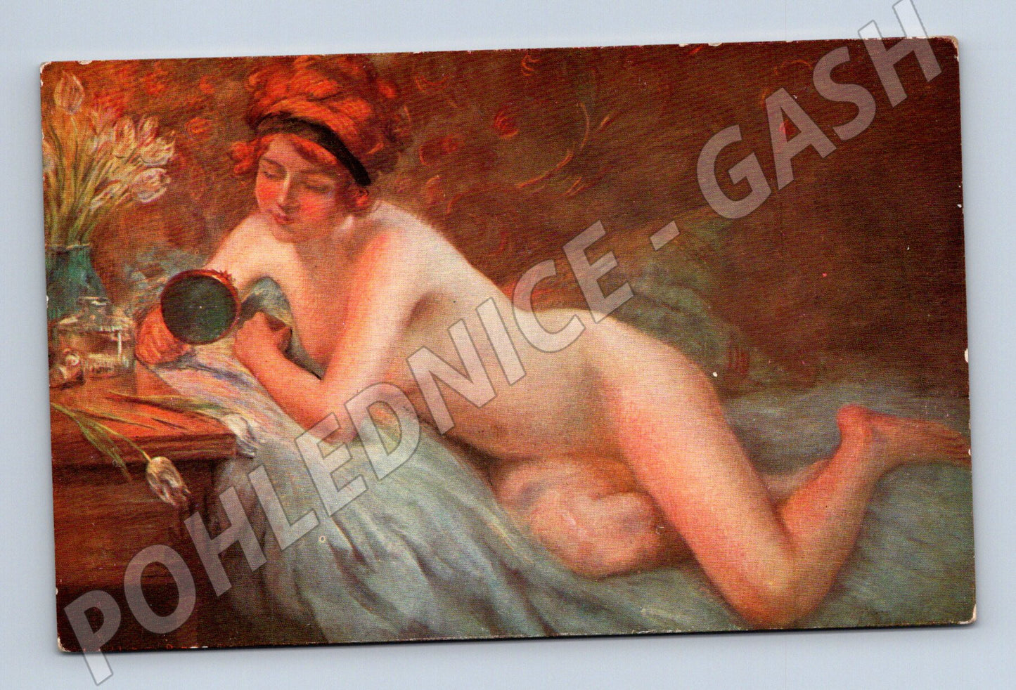 Postcard woman at the mirror Faver Salon de Paris (M9819)