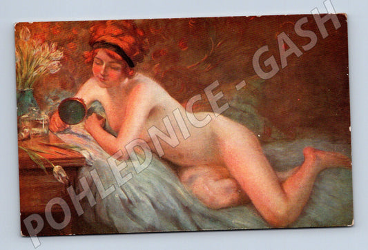 Pohlednice žena u zrcadla Faver Salon de Paris (M9819)