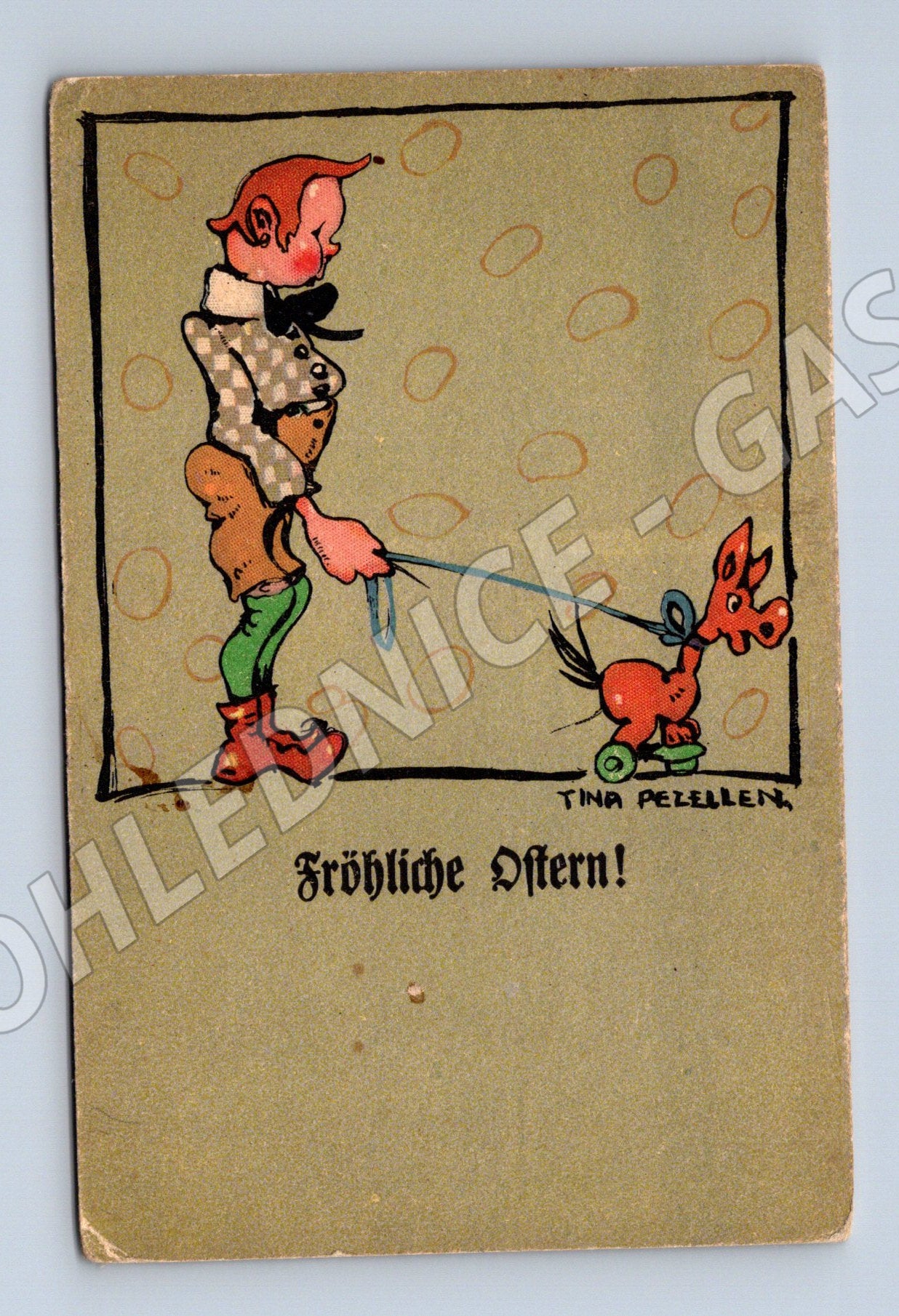 German postcard Happy Easter Pezellen (M9843)