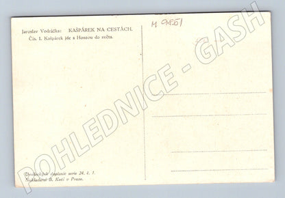 Postcard Kašpárek and Honza into the world (M9851)