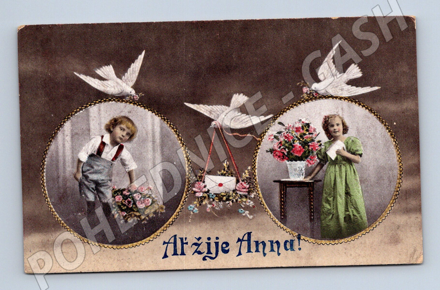 Postcard Long Live Anna 1912 colored (M9854)