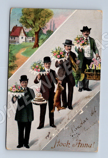 Postcard cheerful scene Bohemia 1911 color (M9855)
