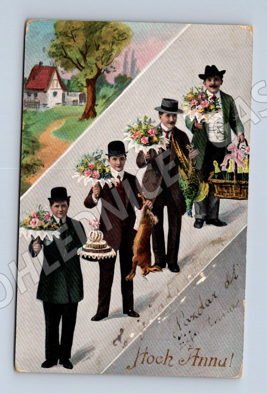 Postcard cheerful scene Bohemia 1911 color (M9855)