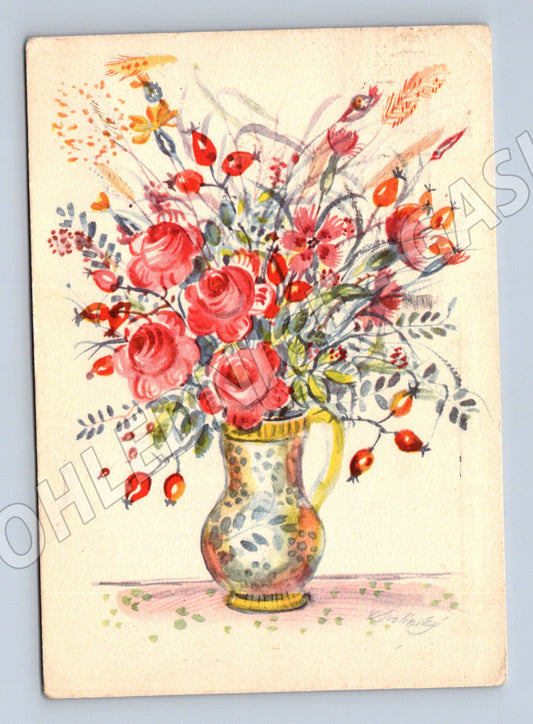 Pohlednice 1958 Svolinský květiny akvarel (M9880)