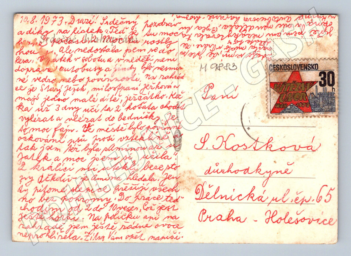Postcard Czechoslovakia carnations Victorious February (M9883)
