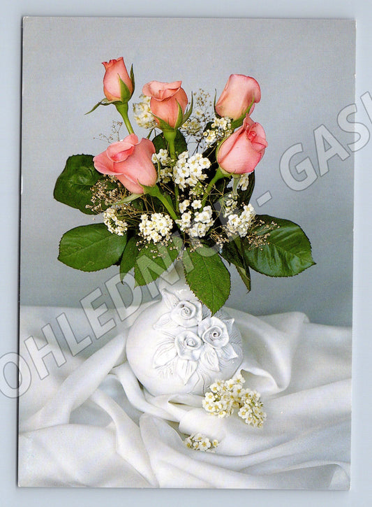 Pohlednice květiny ručně psaný vzkaz 1993 (M9887)