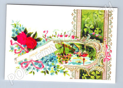 Heartfelt wishes old Czechoslovakian postcard (M9891)