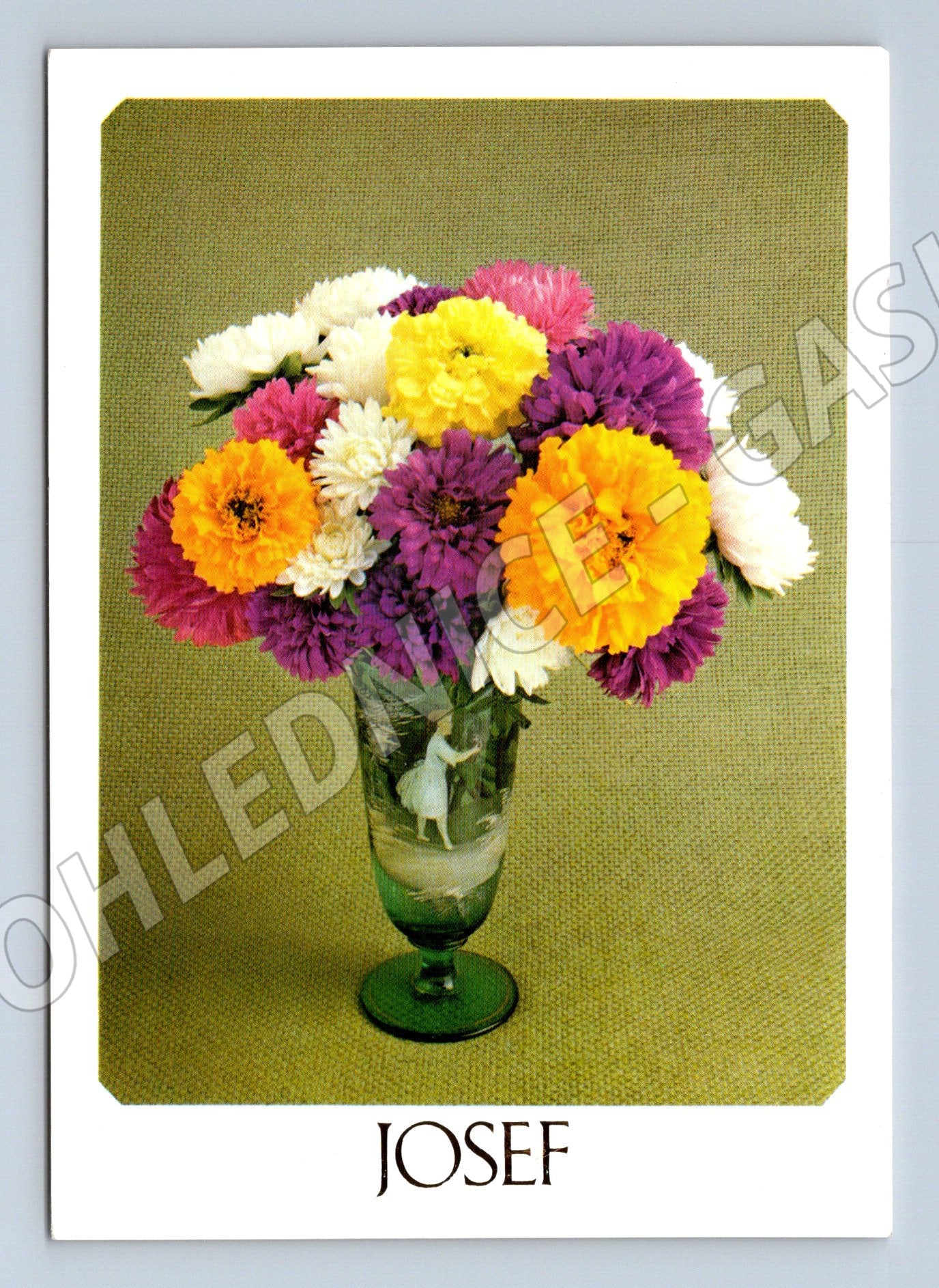 Postcard bouquet of flowers in a vase Czechoslovakia (M9893)