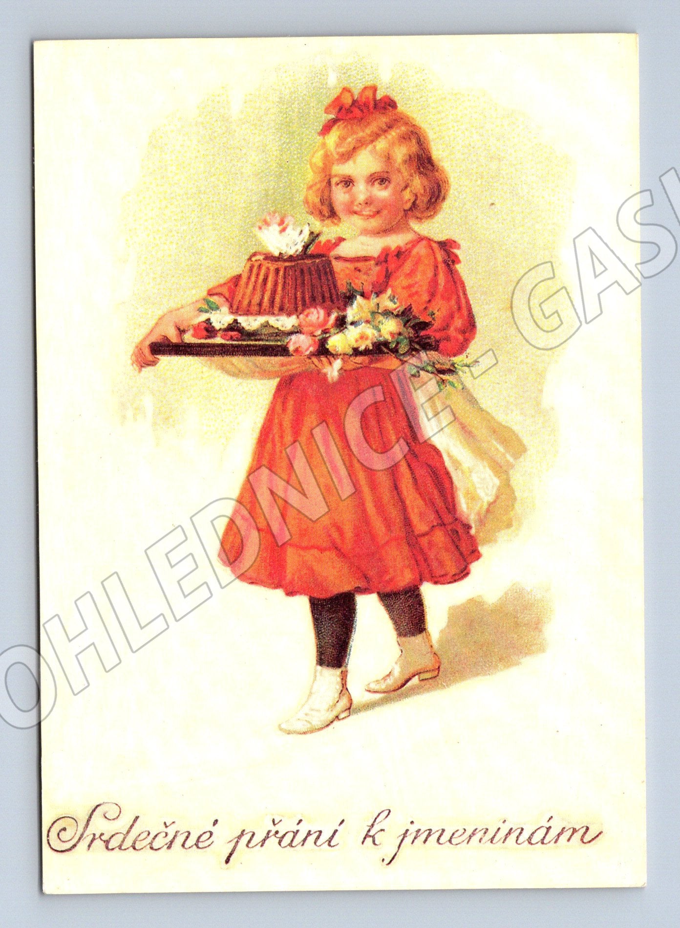 Birthday card girl with flowers (M9900)