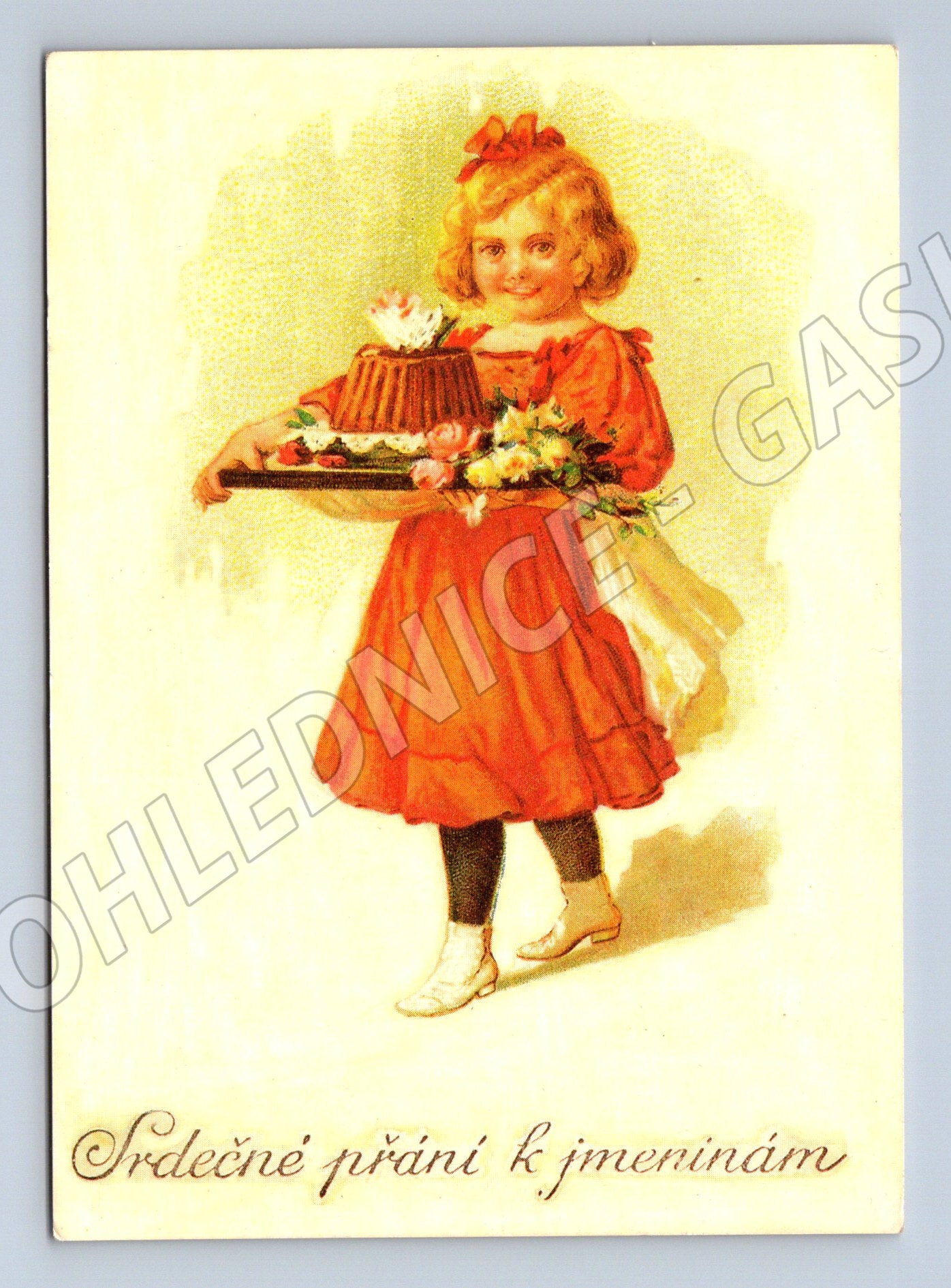 Birthday card girl with cake (M9901)