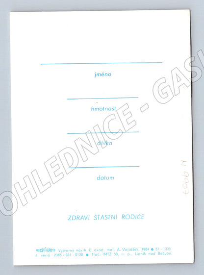 Pohlednice oznámení narození dítěte Vojáček (M9907)