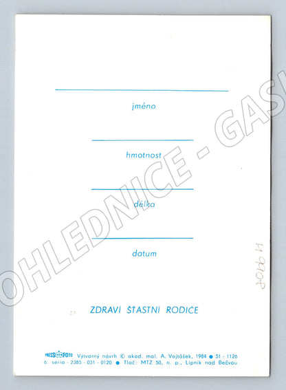 Retro pohlednice k narození dítěte ČSSR A Vojtíšek (M9908)