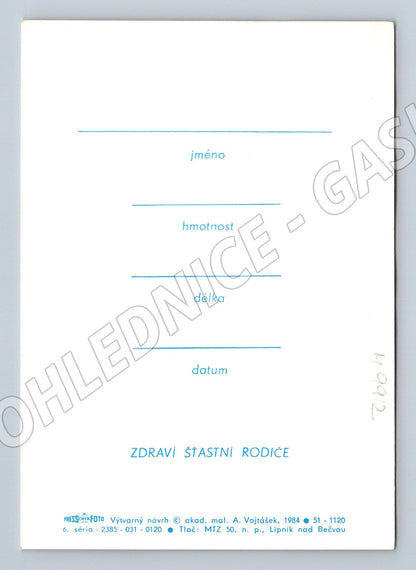 Postcard for the birth of a child, design A Vojtášek (M9912)