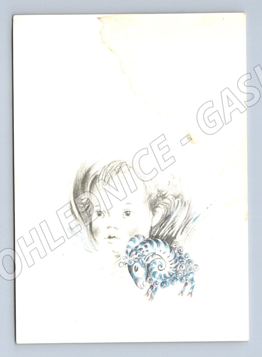 Pohlednice děvčátko a modrá ovečka A Vojáček (M9913)