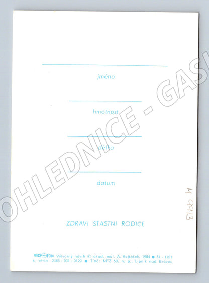 Pohlednice děvčátko a modrá ovečka A Vojáček (M9913)