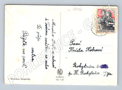 Postcard J Mezerová Dandelions postmarked (M9916)