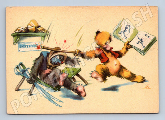 Vtipná pohlednice medvídci ve škole motiv (M9928)