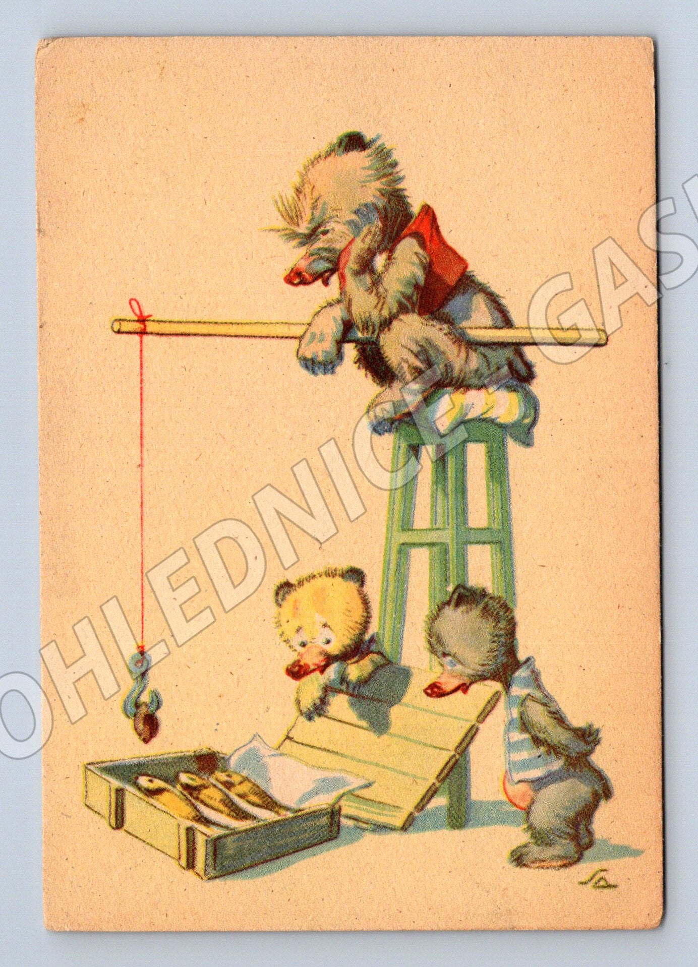 Older postcard drawing teddy bears children's motif (M9931)