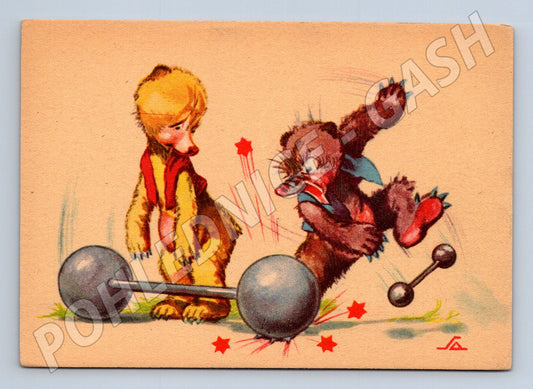 Roztomilá pohlednice kreslení medvíďata zvířata (M9934)