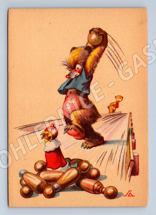 Starší pohlednice kuřata a krocan vtipná (M9938)