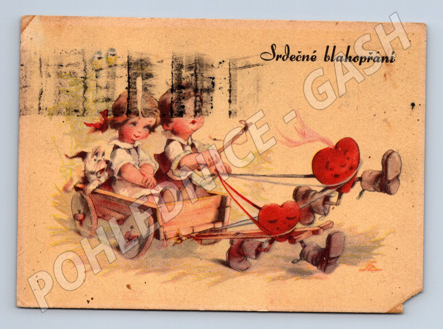 Postcard Heartfelt greetings 1950 children's motif (M9942)
