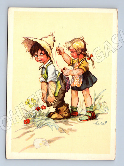 Postcard AL Salač children painting motif (M9946)