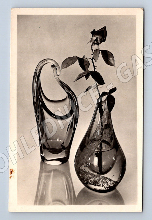 Postcard art glass and roses Jindřich Brok (M9963)