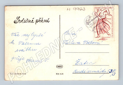 Pohlednice umělecké sklo a růže Jindřich Brok (M9963)
