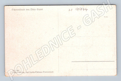 Pohlednice Scherenschnitt Börte Guyot Teplitz (M9974)