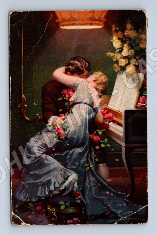 Pohlednice 1923 romantický motiv ČSR známky (M9981)