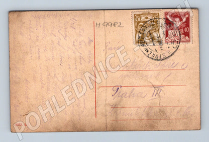 Postcard rose and vase Czechoslovakia small format (M9982)