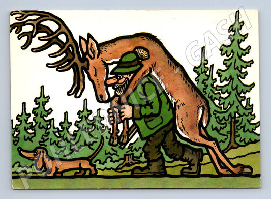 Pohlednice Neprakta myslivec jelen jezevčík (M9987)