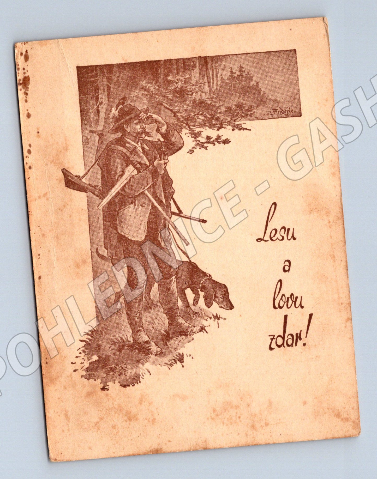 Pohlednice Lesu a lovu zdar myslivec pes erotika (M9996)
