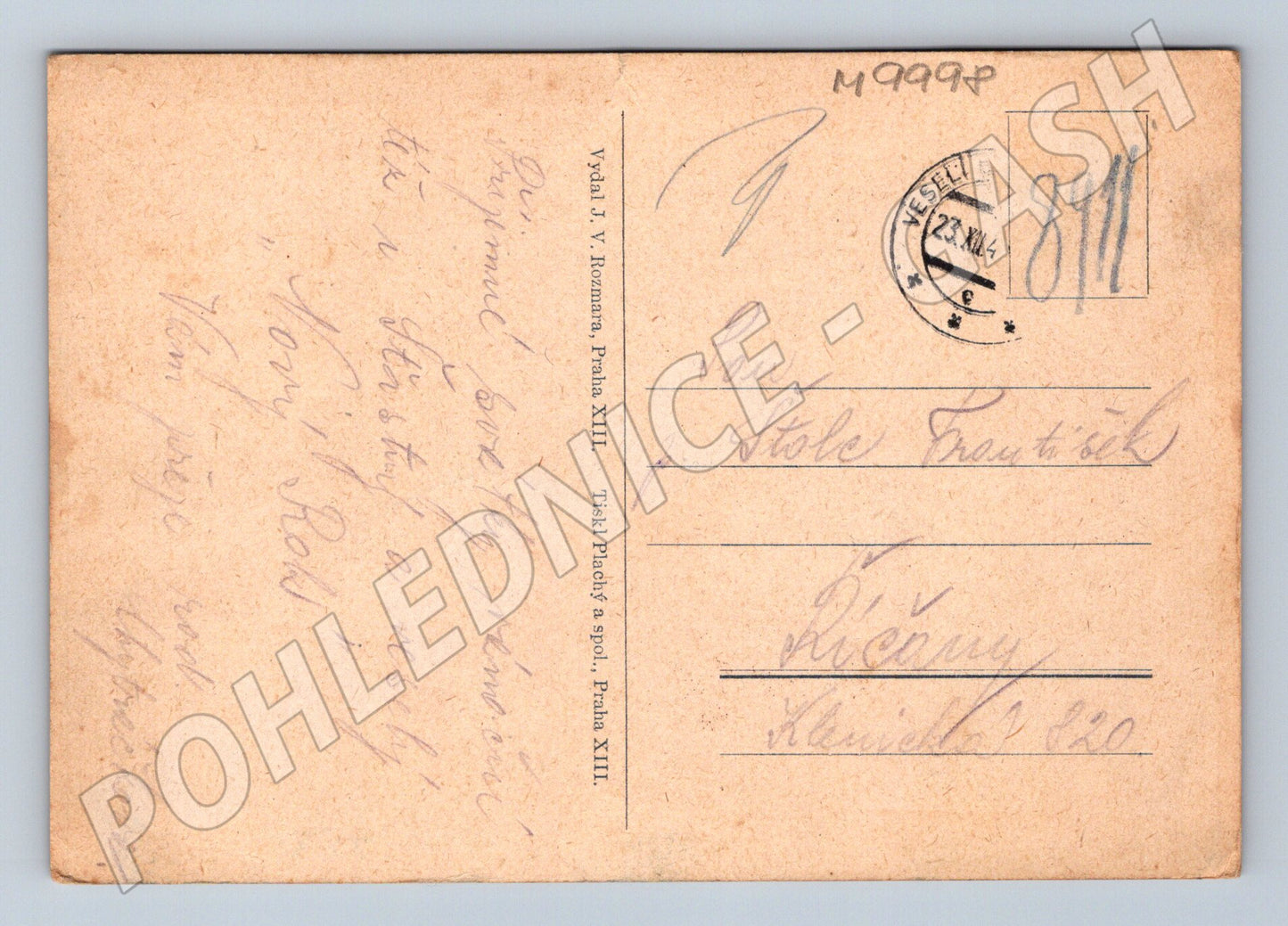 Pohlednice lovecký motiv divočák trofeje 1914 (M9998)