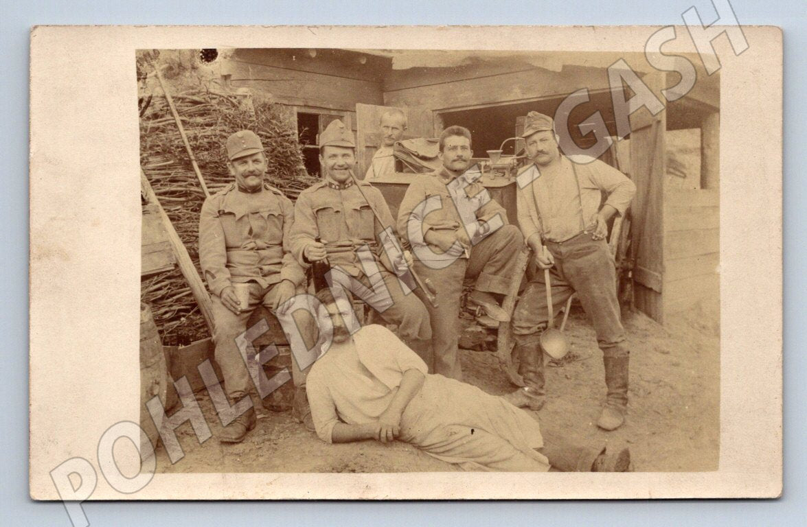 Pohlednice vojáci polní kuchyně 1916 1 světová válka (P1114)