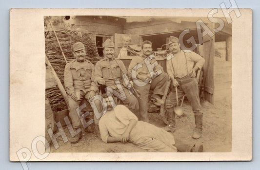 Pohlednice vojáci polní kuchyně 1916 1 světová válka (P1114)