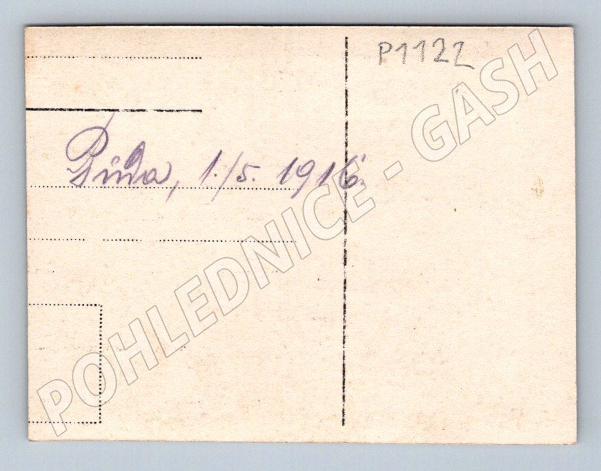 Pohlednice lidový kroj chalupa vojáci 1916 (P1122)