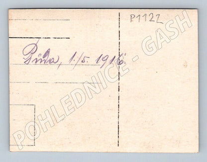 Pohlednice lidový kroj chalupa vojáci 1916 (P1122)