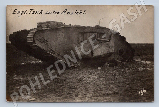 Pohlednice anglický tank boční pohled 1 světová válka (P1141)