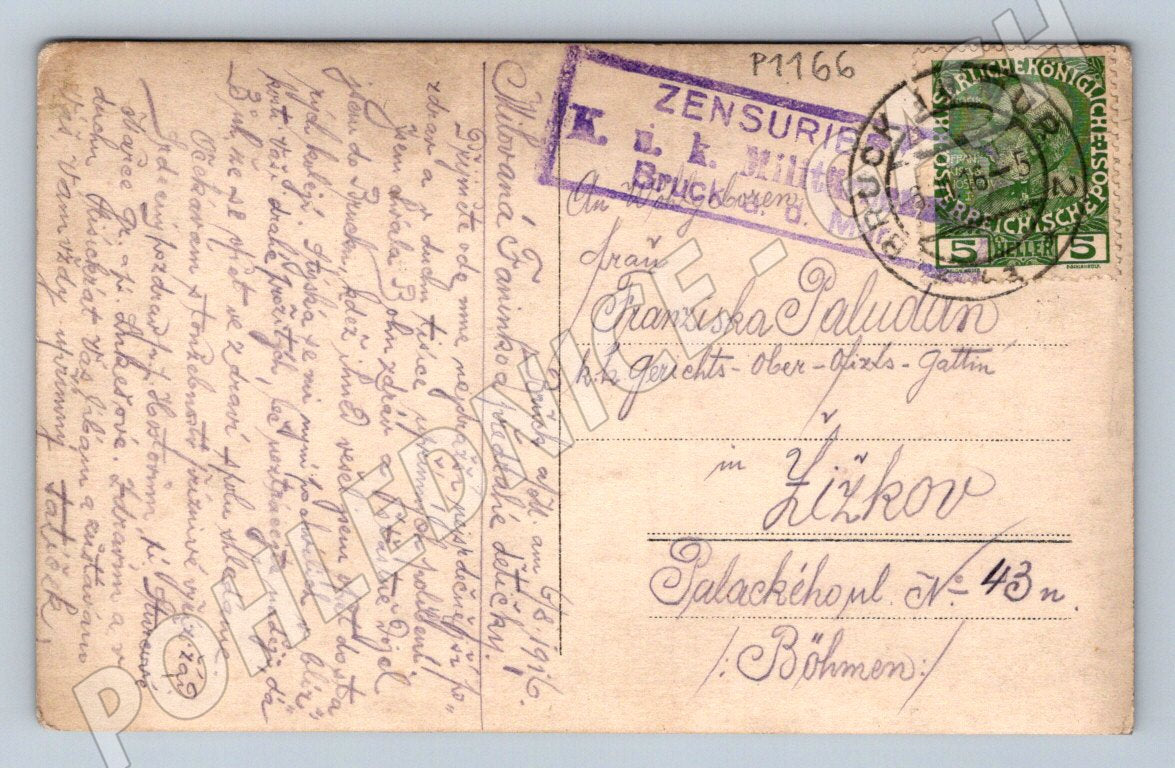 Pohlednice Žižkov rakousko uherský voják cenz raz 1916 (P1166)