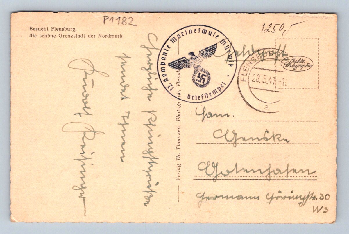 Pohlednice Flensburg Flottentreppe der Marineschule raz 1941 (P1182)