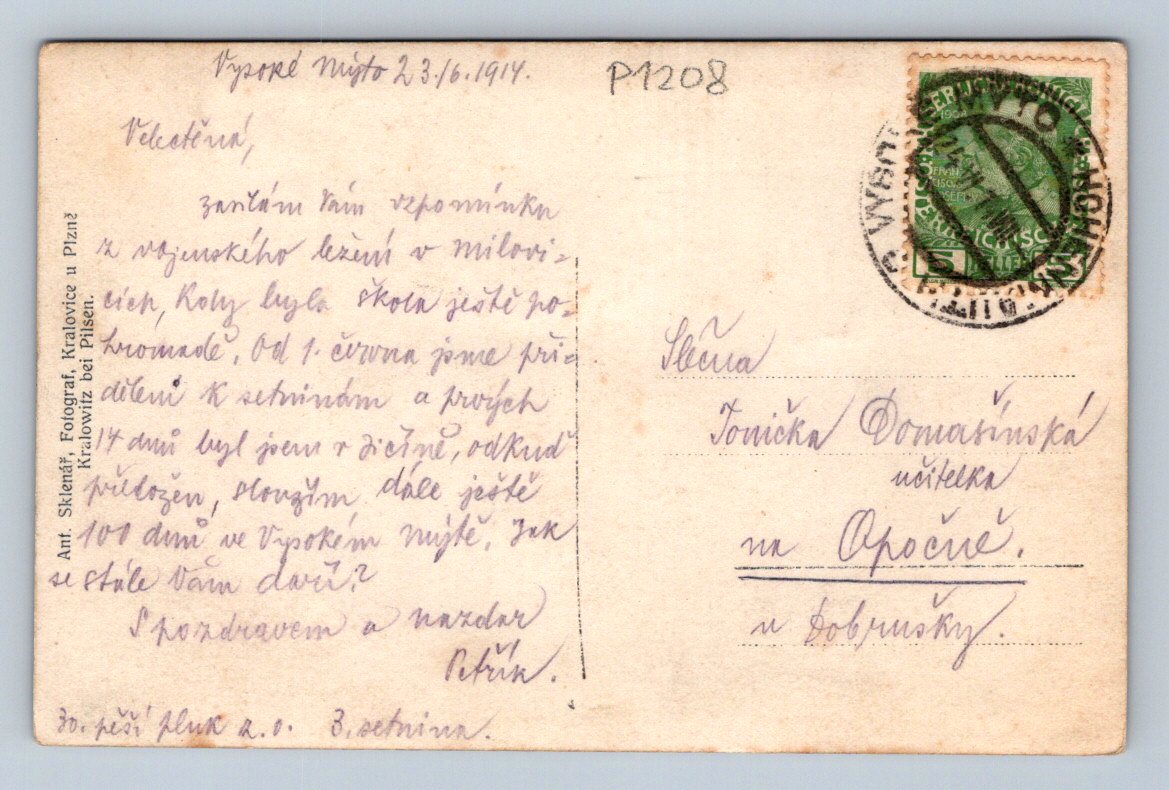 Pohlednice Vysoké Mýto Rakousko uherská armáda 1914 (P1208)