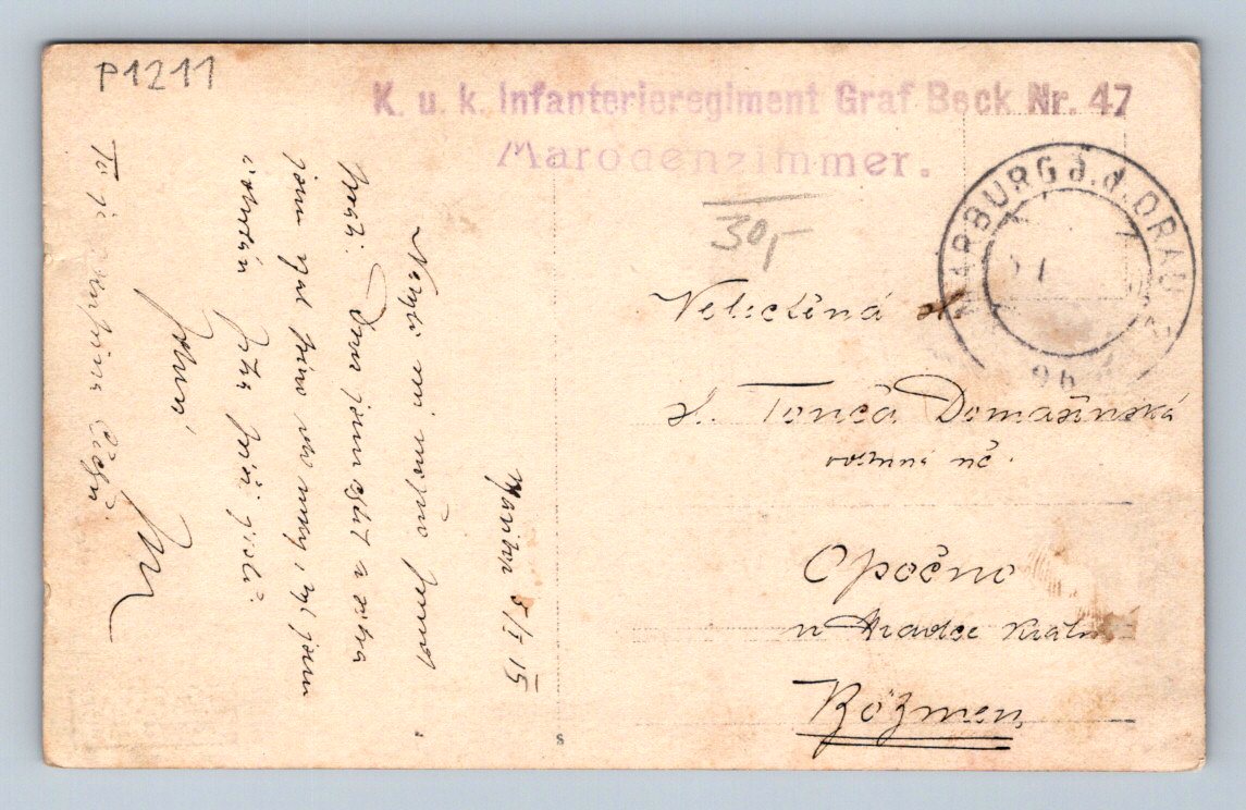 Pohlednice RU Znojmo 47 pěší pluk vojenská skupina 1915 (P1211)