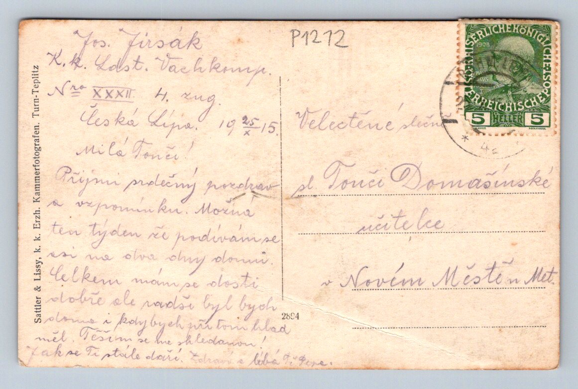 Pohlednice Česká Lípa RU vojáci PP 1915 1 světová válka (P1212)
