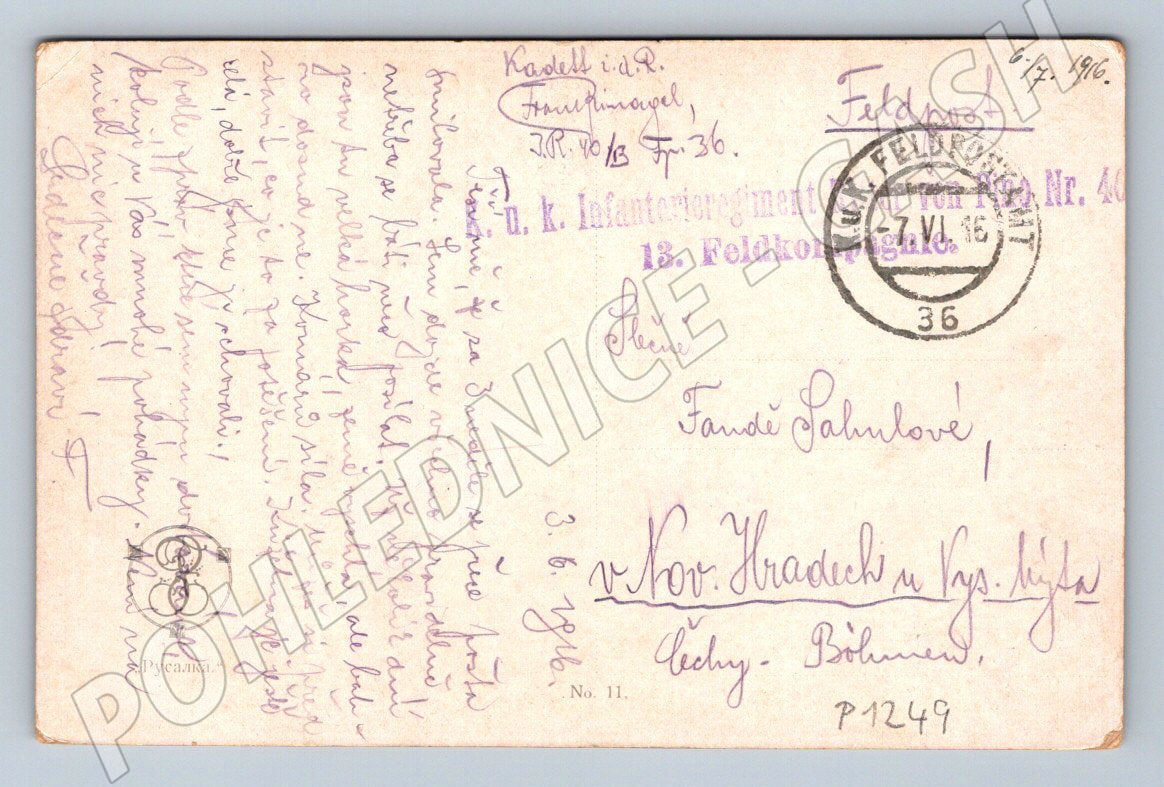 Pohlednice mozaika s motivem lva Feldpost 1916 (P1249)