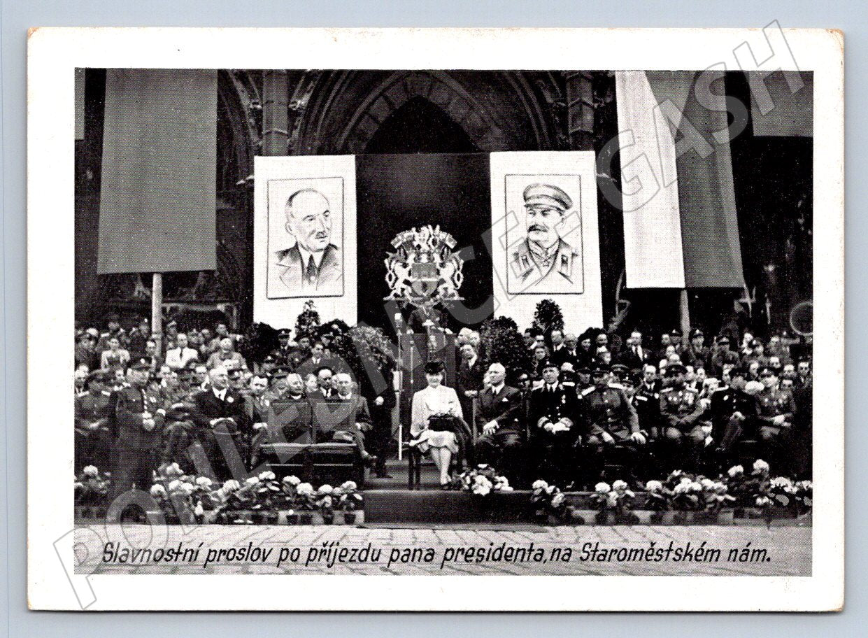 Pohlednice Praha Staroměstské náměstí proslov prezidenta (P1288)