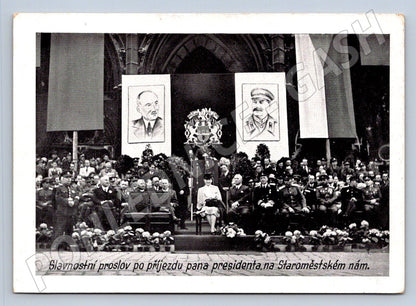 Pohlednice Praha Staroměstské náměstí proslov prezidenta (P1288)