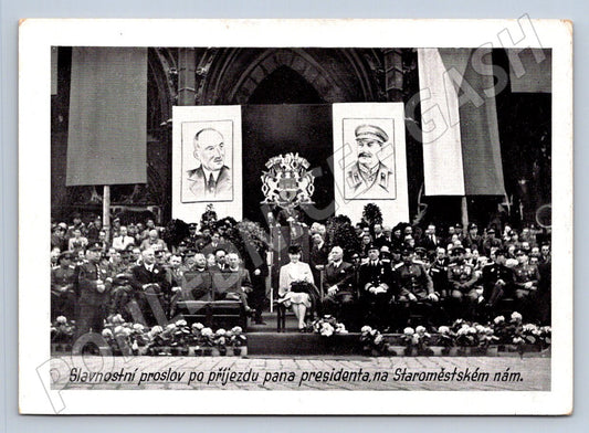 Pohlednice Praha Staroměstské náměstí proslov prezidenta (P1288)