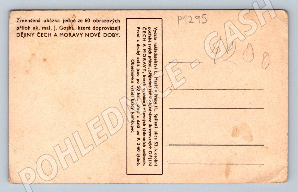 Pohlednice Odpor Moravanů u letohrádku Hvězda podle J Gotha (P1295)