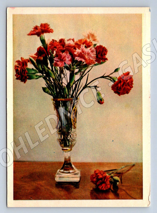 Pohlednice SSSR karafiáty psané přání 1959 (P1339)